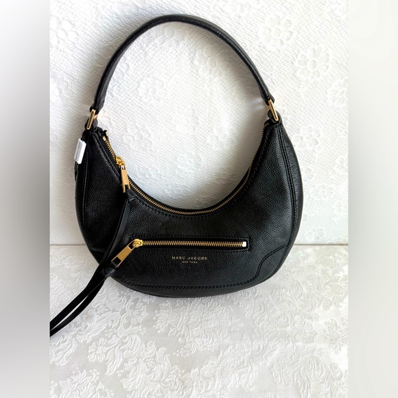Marc Jacobs Black Crescent Hobo Bag with Gold Accents - Picture 1 of 15